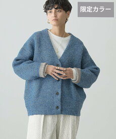 AMERICAN HOLIC VネックWフェイスニットカーディガン【WEB限定カラー有り】 アメリカンホリック トップス カーディガン パープル ブルー ブラック グレー ベージュ ホワイト【送料無料】