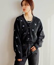 mysty woman 花刺繍ニットアンサンブル ミスティウーマン トップス アンサンブル ホワイト グレー ブラック【送料無料】