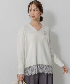【SALE／50%OFF】組曲 レースモチーフニットプルオーバー クミキョク トップス ニット ホワイト ベージュ ブラック【送料無料】