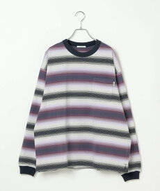 【SALE／20%OFF】BAYFLOW ネイティブボーダーTシャツ ベイフロー トップス カットソー・Tシャツ ベージュ パープル【送料無料】