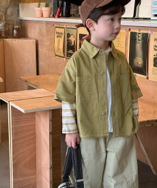 【SALE／20%OFF】aimoha KIDS 【aimoha-KIDS-】子供服 重ね着風シャツ アイモハ トップス シャツ・ブラウス グリーン