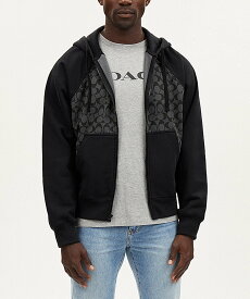 【SALE／60%OFF】COACH OUTLET 【公式】シグネチャー フル ジップ フーディー コーチ　アウトレット トップス パーカー・フーディー ブラック【送料無料】