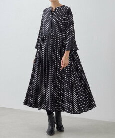 BEARDSLEY ドットギャザーワンピース ビアズリー ワンピース・ドレス その他のワンピース・ドレス ブラック【送料無料】