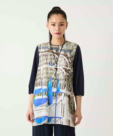 【SALE／50%OFF】HIROKO BIS グラフィカルプリントチュニックプルオーバー /洗える ヒロコ ビス ワンピース・ドレス チュニック ブルー【送料無料】