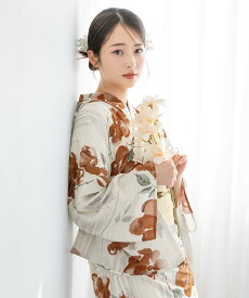 SOUBIEN 浴衣2点セット レディース(浴衣+帯) ソウビエン 着物・浴衣・和装小物 浴衣 ホワイト ベージュ【送料無料】