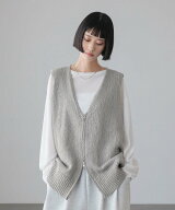 LOWRYS FARM ラメスラブZIPベスト ローリーズファーム トップス ベスト・ジレ グレー ホワイト ブラウン …