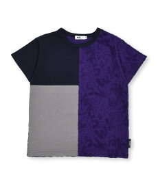 WASK ロゴパイルジャガード切り替え天竺Tシャツ(100~160cm) ベベ オンライン ストア トップス カットソー・Tシャツ ブラック パープル【送料無料】