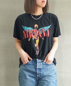 THRIFTY LOOK スリフティールック nirvana ブルーコムブルー トップス カットソー・Tシャツ ホワイト ブラック【送料無料】