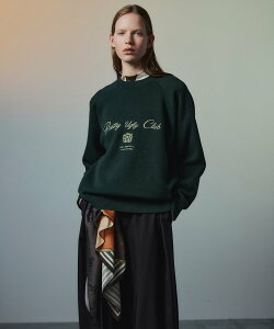 MAISON SPECIAL Pretty Ugly Club Logo Knit ���]���X�y�V���� �g�b�v�X �j�b�g �O���[�� �u���E�� �l�C�r�[�y���������z