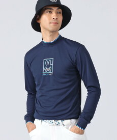 【SALE／30%OFF】Psycho Bunny [GOLF]ラインモチーフ モックネック ロングスリーブTシャツ サイコバニー トップス カットソー・Tシャツ ネイビー ホワイト【送料無料】