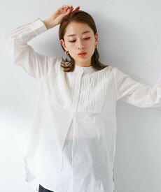 【SALE／25%OFF】Sonny Label スタンドフリルカラーコットンタックドレスシャツ サニーレーベル トップス シャツ・ブラウス ホワイト ブラック グレー ブルー【送料無料】