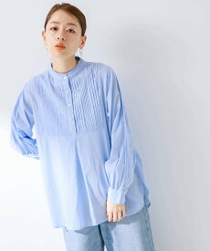 【SALE／25%OFF】Sonny Label スタンドフリルカラーコットンタックドレスシャツ サニーレーベル トップス シャツ・ブラウス ホワイト ブラック グレー ブルー【送料無料】