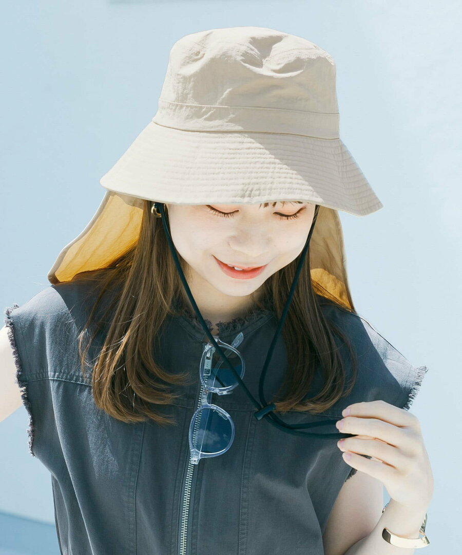 【SALE/20%OFF】SMELLY 『撥水/UVカット』サンシェードバケットハット スメリー 帽子 ハット ベージュ - メイン画像 2