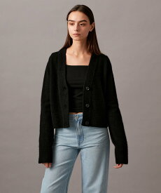 【SALE／50%OFF】Calvin Klein Jeans (W)【公式ショップ】 カルバンクライン クラシックトラッカーVネックカーディガン Calvin Klein Jeans J224803 カルバン・クライン トップス カーディガン ブラック ホワイト【送料無料】