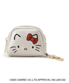 grove 【ハローキティ】フェイス刺繍チャームポーチ グローブ 財布・ポーチ・ケース ポーチ ブラック ゴールド