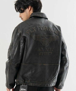 SELECT BRANDS AVIREX/�A���B���b�N�X NAVAL COLLECTION LEATHER JACKETFLY FOR NAVY(MENS) �W���b�N���[�Y �W���P�b�g�E�A�E�^�[ ���̑��̃W���P�b�g�E�A�E�^�[ �u���b�N�y���������z