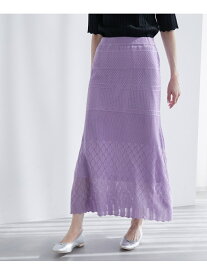 ROPE' PICNIC 透かし編みニットマーメイドスカート ロペピクニック スカート その他のスカート ブラック ホワイト ベージュ パープル【送料無料】