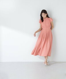 NATURAL BEAUTY BASIC フレンチスリーブシャツワンピース ナチュラルビューティベーシック ワンピース・ドレス ワンピース ネイビー ベージュ ピンク【送料無料】