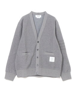 THOM BROWNE V NECK CARDIGAN IN TEXTURED COTTON �g���u���E�� �g�b�v�X �J�[�f�B�K�� �O���[�y���������z