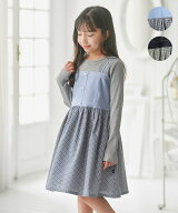 【SALE／40%OFF】組曲 KIDS 【150-170cm】チェックドッキング ワンピース クミキョク ワンピース・ドレス…
