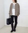 《WEB限定カラーあり/追加3》ダブルフェイスジャージースナップカーディガン