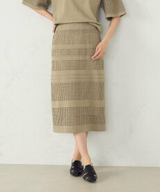 【SALE／50%OFF】COMME CA ISM スクエアメッシュ総柄ニットスカート / セットアップ対応 コムサイズム スカート ロング・マキシスカート グリーン ブラック【送料無料】
