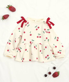 【SALE／23%OFF】apres les cours WEB限定 肩リボンペプラムトレーナー エフオーオンラインストア トップス スウェット・トレーナー ピンク レッド ホワイト グレー ブルー