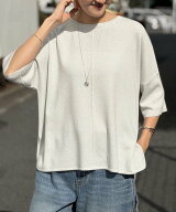 BEARDSLEY 半袖サラッとプルオーバー ビアズリー トップス ニット ホワイト シルバー ブラック【送料無料】