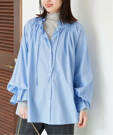SLOBE IENA 《WEB限定カラーあり/追加3》タイプライターフリルカラーブラウス スローブ イエナ トップス シャツ・ブラウス ベージュ ブルー【送料無料】
