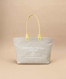 【SALE／50%OFF】Samantha Thavasa ロゴ刺繍リネントートバッグ 大サイズ サマンサタバサ バッグ トートバッグ ブラック イエロー ブルー【送料無料】