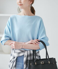 【SALE／30%OFF】ROPE' PICNIC ラメ混ドルマン7分袖ニット ロペピクニック トップス ニット ベージュ グレー ブルー