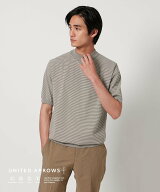 【SALE／40%OFF】UNITED ARROWS ショートスリーブ ボーダー モックネックニット UA COZY -ウォッシャブル…