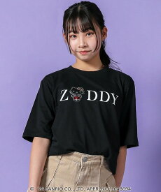 ZIDDY 【 ニコ☆プチ 掲載 】【ハローキティ*ZIDDY】ラインストーンロゴTシャツ(130~160cm) ベベ オンライン ストア トップス カットソー・Tシャツ ブラック ホワイト