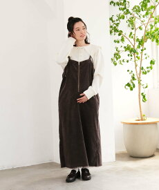 LEPSIM 【産前・産後対応】マタニティ/コーデュロイZIPワンピース レプシィム マタニティウェア・ベビー用品 マタニティワンピース・フォーマル ブラウン ブルー ブラック【送料無料】