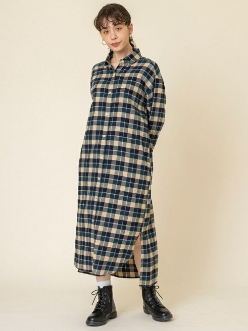 Coen テキサスコットンチェックネルシャツワンピース ロングワンピース Rakuten Fashion 楽天ファッション 旧楽天ブランドアベニュー Bs0724