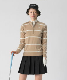 【SALE／60%OFF】UNITED ARROWS GOLF ウィメンズ ボーダー ハーフジップ ニット ユナイテッドアローズ アウトレット スポーツ・アウトドア用品 ゴルフグッズ ベージュ ホワイト【送料無料】