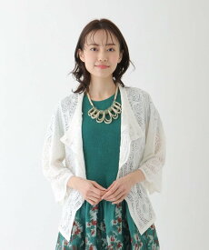 【SALE／40%OFF】HIROKO BIS（小さいサイズ） 【小さいサイズ/洗える】クロスフロントレースカーディガン メゾンドゥサンク トップス カーディガン ネイビー イエロー ホワイト【送料無料】