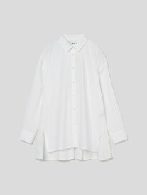 three dots Broad cotton loose shirt スリードッツ トップス シャツ・ブラウス ホワイト ネイビー ブルー【送料無料】