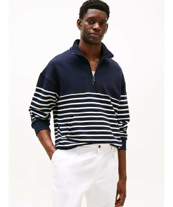 【SALE/50%OFF】TOMMY HILFIGER パネルボーダーハーフジッププルオーバー トミーヒルフィガー トップス スウェット・トレーナー ブルー【送料無料】