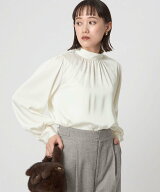 UNITED ARROWS green label relaxing サテン スタンドネック ギャザー ブラウス ユナイテッドアローズ グ…