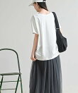 接触冷感USAコットン裾タック半袖T