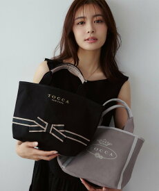 TOCCA BOW BRIDGE CANVAS TOTE トートバッグ【古畑星夏さん着用】 トッカ バッグ トートバッグ ネイビー ピンク ベージュ ブラック【送料無料】