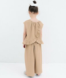 【SALE／44%OFF】pairmanon ガールズ バックフリル フレンチスリーブ ロングパンツ セットアップ ペアマノン トップス ノースリーブ・タンクトップ ホワイト ベージュ