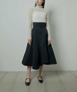 �ySALE�^50%OFF�zLE CIEL BLEU �t�H�[���h�E�G�X�g�t���A�X�J�[�g / Folded Waist Flare Skirt ���V�F���u���[ �X�J�[�g �~�f�B�A���X�J�[�g �l�C�r�[ �u���b�N�y���������z