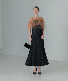 【SALE／10%OFF】Leja LEJA-チュールフリルボレロペイントマーメイドワンピースドレス 結婚式 レジャ ワンピース・ドレス ドレス ブラック グリーン グレー【送料無料】