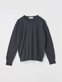 JOHN SMEDLEY クルーネック長袖コットンニットプルオーバー ｜ EVONNE ｜ 30G MODERN FIT ジョンスメドレー トップス ニット ネイビー【送料無料】