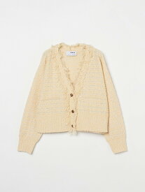 three dots Tweedy stitch cardigan スリードッツ トップス カーディガン ブラック ベージュ イエロー【送料無料】