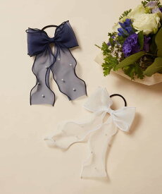 a.v.v [KIDS][セレモニー]シアーリボンポニー アー・ヴェ・ヴェ ヘアアクセサリー その他のヘアアクセサリー ホワイト ネイビー