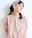 【KIDS/キッズ】ハート リボーンモチーフ 裏毛プルオーバー