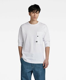 【SALE／50%OFF】G-Star RAW 【公式ショップ】DOMMIC STALT T-SHIRT 3/4 SLEEVE/七分袖ポケットTシャツ ジースターロゥ トップス カットソー・Tシャツ ホワイト【送料無料】